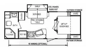 24' 2012 Skyline Superlite 21CS w/Slide Floorplan