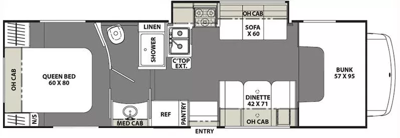 31' 2016 Forest River Coachmen Freelander 29KS w/Slide Floorplan