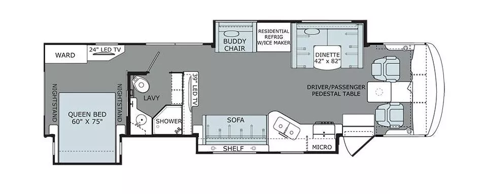 36' 2016 Holiday Rambler Vacationer 36SB w/3 Slides Floorplan