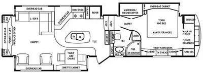 38' 2016 Drv Mobile Suites 38RESB3 w/4 Slides Floorplan