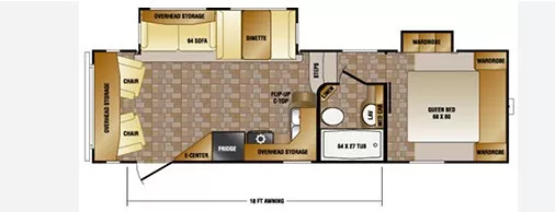 29' 2015 Crossroads Cruiser Aire 27RL w/2 Slides Floorplan