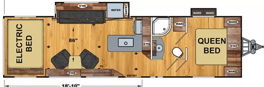 33' 2020 Eclipse RV Attitude Wide Lite 2814GS w/2 Slides & Generator  - Toy Hauler Floorplan