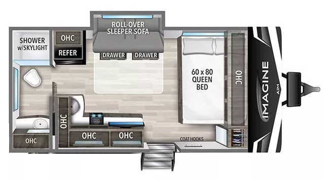20' 2024 Grand Design Imagine Aim 16ML w/Slide Floorplan