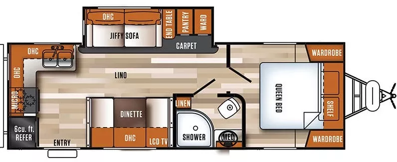 29' 2018 Forest River Vibe 258RKS w/Slide Floorplan