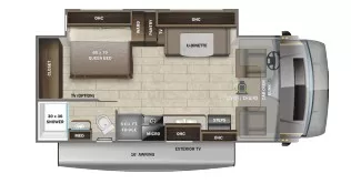 26' 2022 Entegra Coach Odyssey 24B w/Slide Floorplan