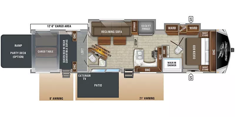 45' 2020 Jayco Seismic 4113 w/2 Slides & Generator  - Toy Hauler Floorplan