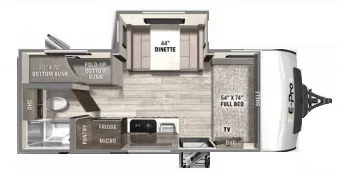22' 2022 Forest River Flagstaff E-Pro 20BHS w/Slide - Bunk House Floorplan