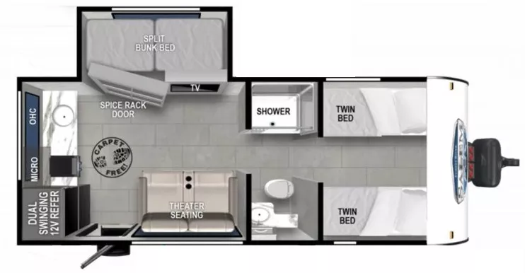 23' 2024 Forest River Wildwood Fsx Platinum 165VIEWX w/Slide - Bunk House Floorplan