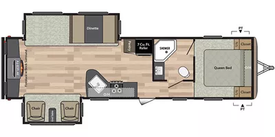 35' 2019 Keystone Springdale 311RE w/2 Slides Floorplan