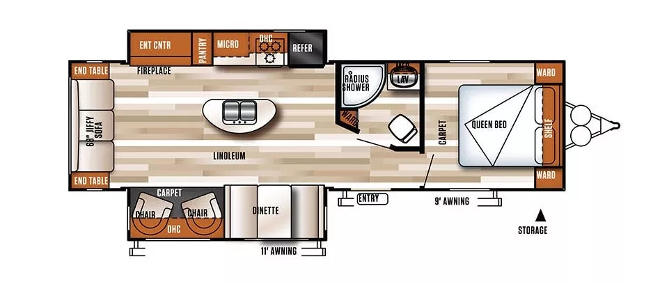 35' 2017 Forest River Salem 27RE15 w/2 Slides Floorplan