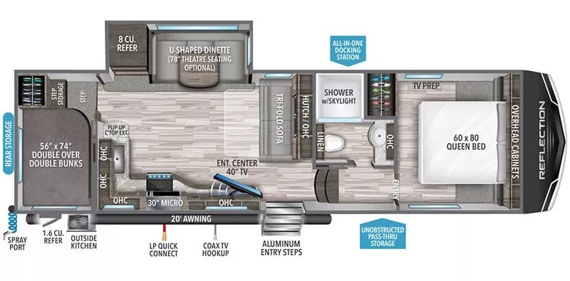 32' 2021 Grand Design Reflection 150 278BH w/Slide - Bunk House Floorplan