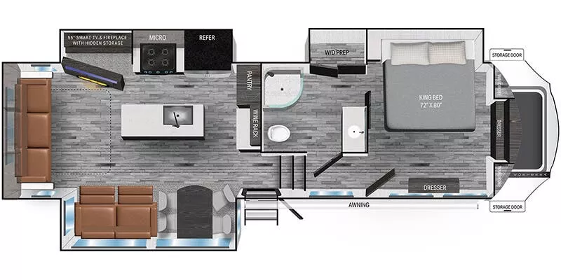 34' 2024 Heartland Corterra 3.0 w/3 Slides Floorplan