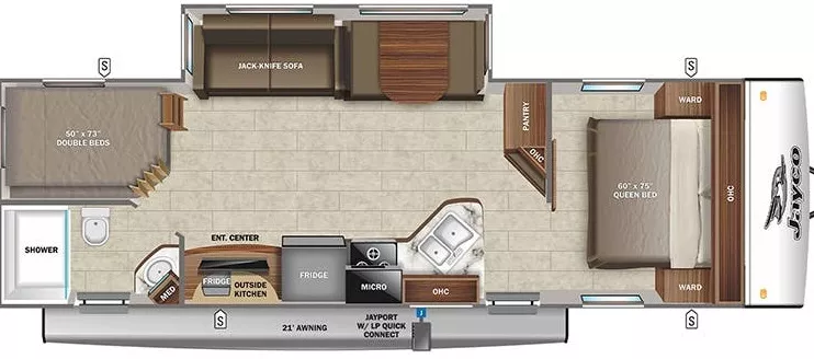 33' 2022 Jayco Jay Feather 27BHB w/Slide - Bunk House Floorplan