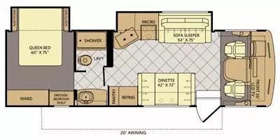 30' 2013 Fleetwood Bounder 30T w/2 Slides Floorplan