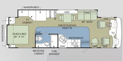 34' 2008 Holiday Rambler Admiral M-33SFS w/Slide Floorplan