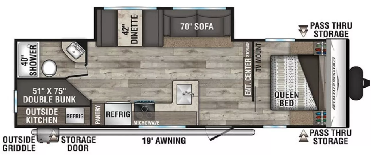 27' 2023 Kz Sportsmen SE 271BHKSE w/Slide - Bunk House Floorplan