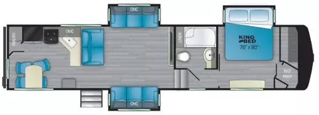 37' 2021 Heartland Bighorn Traveler 33RKS w/3 Slides Floorplan