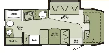 24' 2007 Winnebago View 23H w/Slide Floorplan