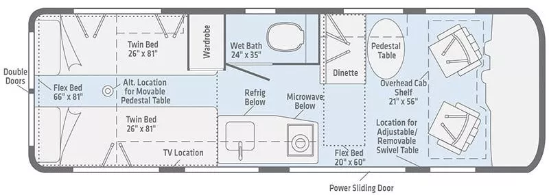 24' 2020 Winnebago Boldt 4x4 70BL Floorplan
