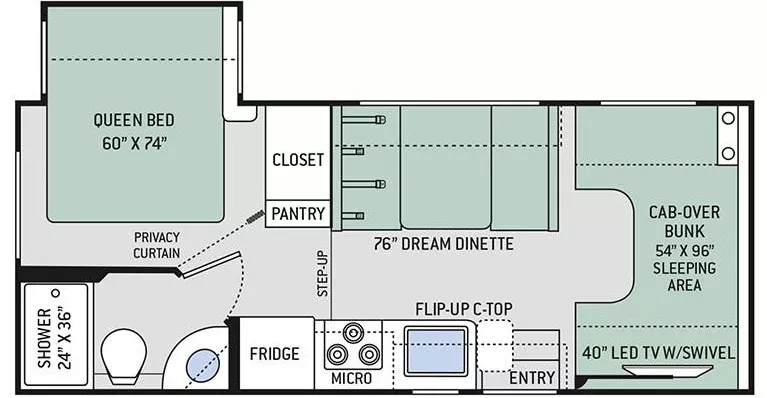24' 2018 Thor Freedom Elite 22FE w/Slide Floorplan