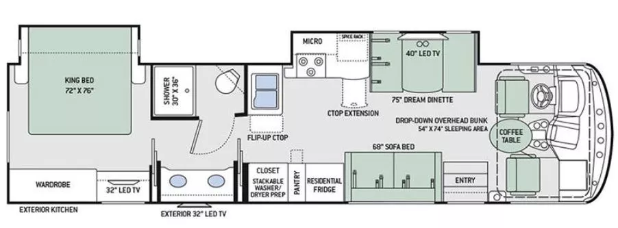 36' 2017 Thor Windsport 34P w/2 Slides Floorplan