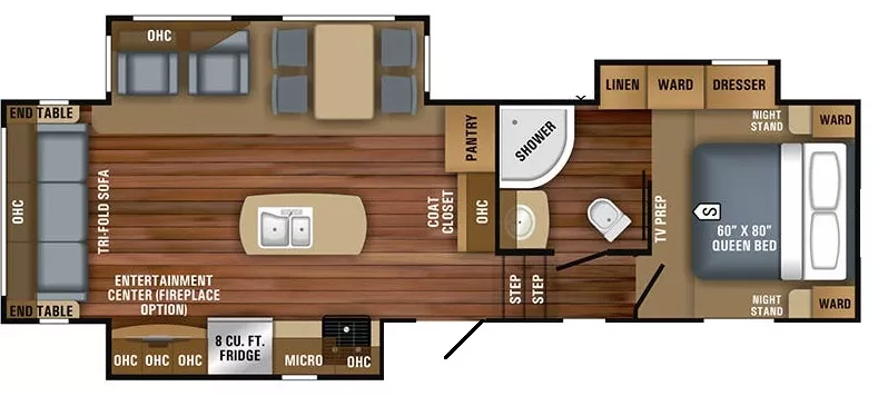32' 2018 Jayco Eagle Ht 28.5RSTS w/3 Slides Floorplan