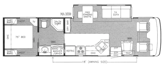 34' 1999 Newmar Mountain Aire 3559 w/Slide Floorplan