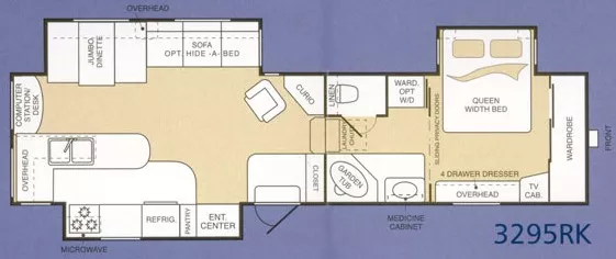 35' 2002 Keystone Big Sky Montana 3295RK w/3 Slides Floorplan