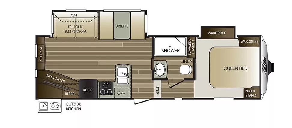 29' 2017 Keystone Cougar X-Lite 25RES Floorplan