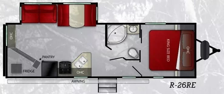 31' 2019 Cruiser RV Radiance Ultra Lite 26RE w/Slide Floorplan