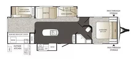 37' 2015 Keystone Outback Super Lite 323BH w/2 Slides - Bunk House Floorplan