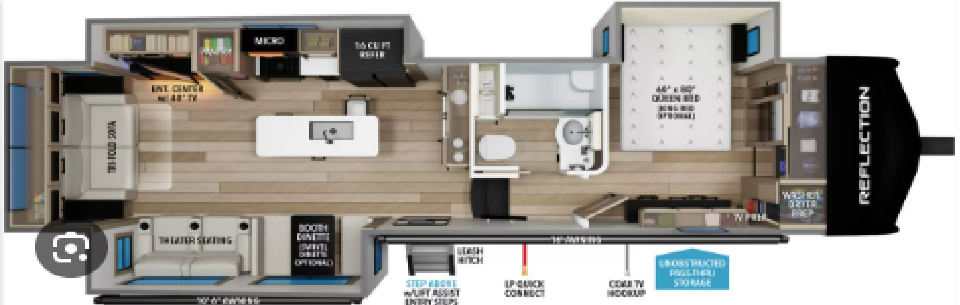 35' 2024 Grand Design Reflection 337RLS w/3 Slides Floorplan