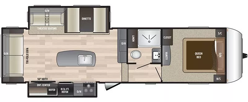 38' 2023 Keystone Hideout RV 34FKDS w/2 Slides Floorplan