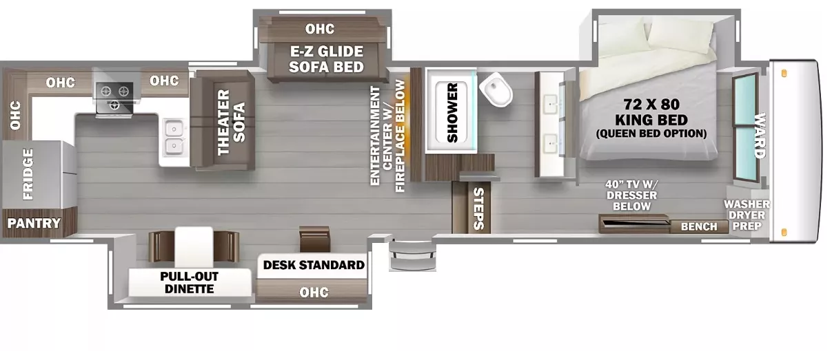 40' 2021 Forest River Riverstone Reserve 3850RK w/3 Slides Floorplan