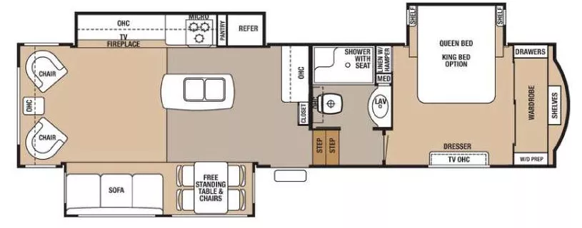 36' 2016 Forest River Cedar Creek Hathaway 34RL w/3 Slides Floorplan