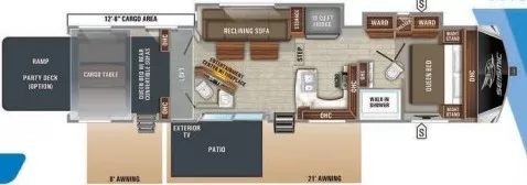 45' 2020 Jayco Seismic 4113 w/2 Slides & Generator  - Toy Hauler Floorplan