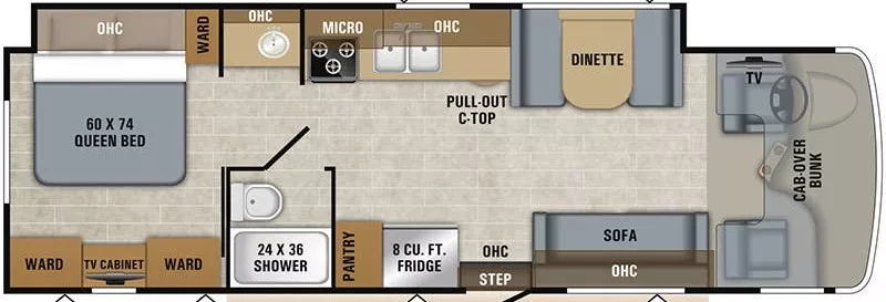 32' 2019 Jayco Greyhawk 30X w/Slide Floorplan