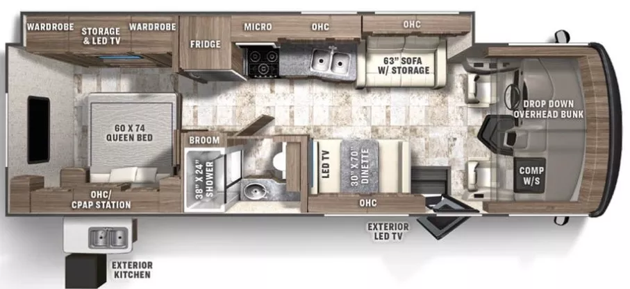 30' 2022 Coachmen Pursuit 29SSP w/Slide Floorplan
