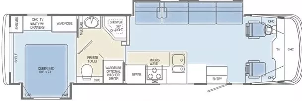 37' 2003 Holiday Rambler Vacationer 36PCD w/2 Slides Floorplan