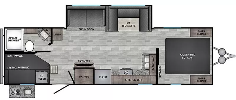 28' 2021 Crossroads Zinger Lite 280BH w/Slide - Bunk House Floorplan
