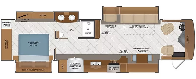 40' 2021 Fleetwood Pace Arrow Lxe 38F 340hp Cummins w/4 Slides Floorplan