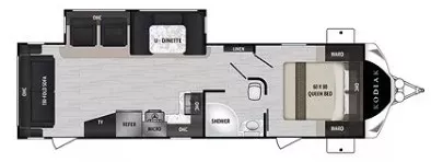 33' 2019 Dutchmen Kodiak Ultimate 290RLSL w/Slide Floorplan
