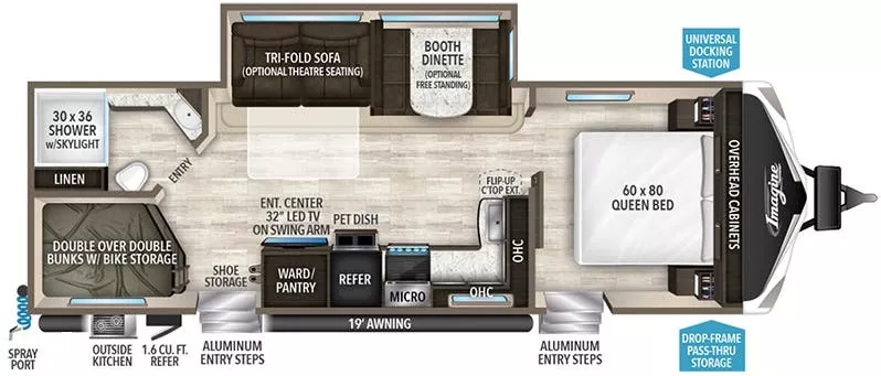 32' 2021 Grand Design Imagine 2800BH w/Slide - Bunk House Floorplan