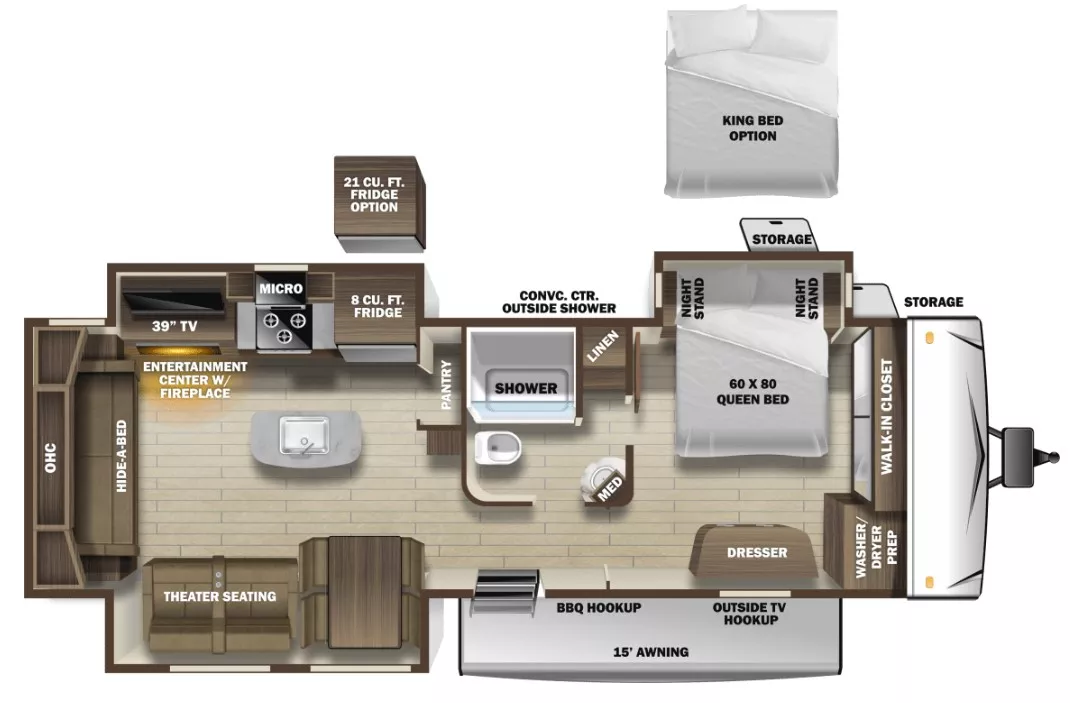 37' 2020 Highland RV Open Range 323RLS w/3 Slides Floorplan