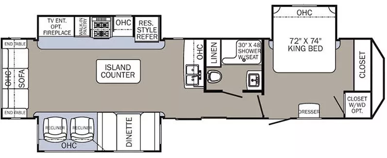 39' 2018 Forest River Palomino Puma Destination 38RLQ w/3 Slides Floorplan