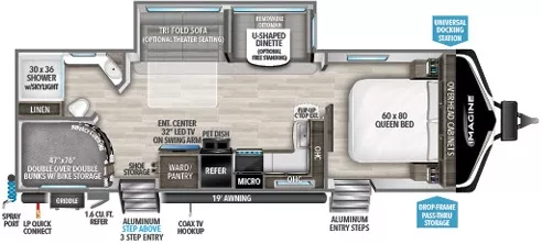 32' 2021 Grand Design Imagine 2800BH w/Slide - Bunk House Floorplan