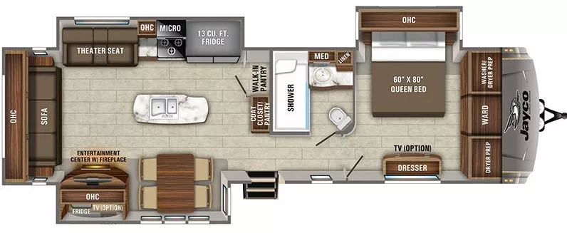 39' 2020 Jayco Eagle 334RLOK w/3 Slides Floorplan