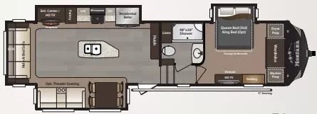 36' 2015 Keystone Montana High Country 353RL w/3 Slides Floorplan