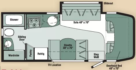 24' 2008 Winnebago View 24H w/Slide Floorplan