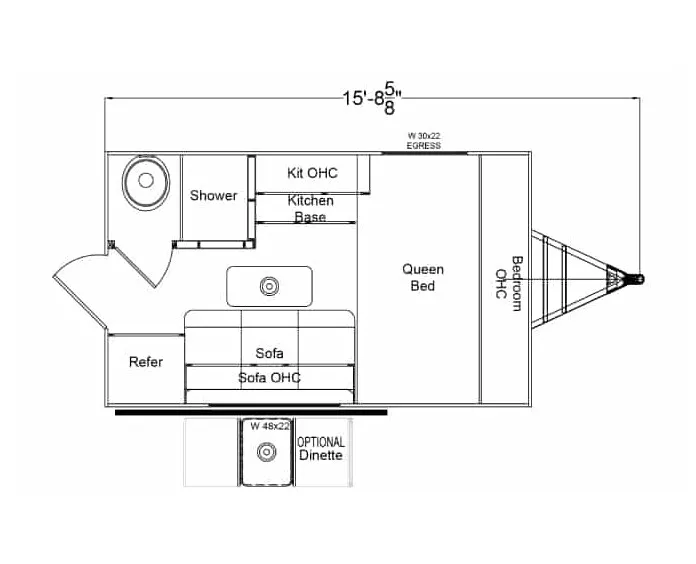 15' 2021 Riverside RV Retro 135 Floorplan